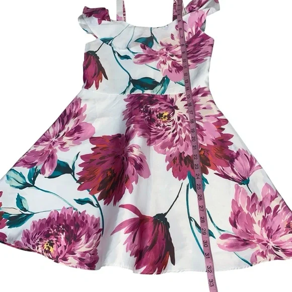 The Children's Place NWT Pink and White Floral Dress Off The Shoulder Size 14 - Picture 15 of 16